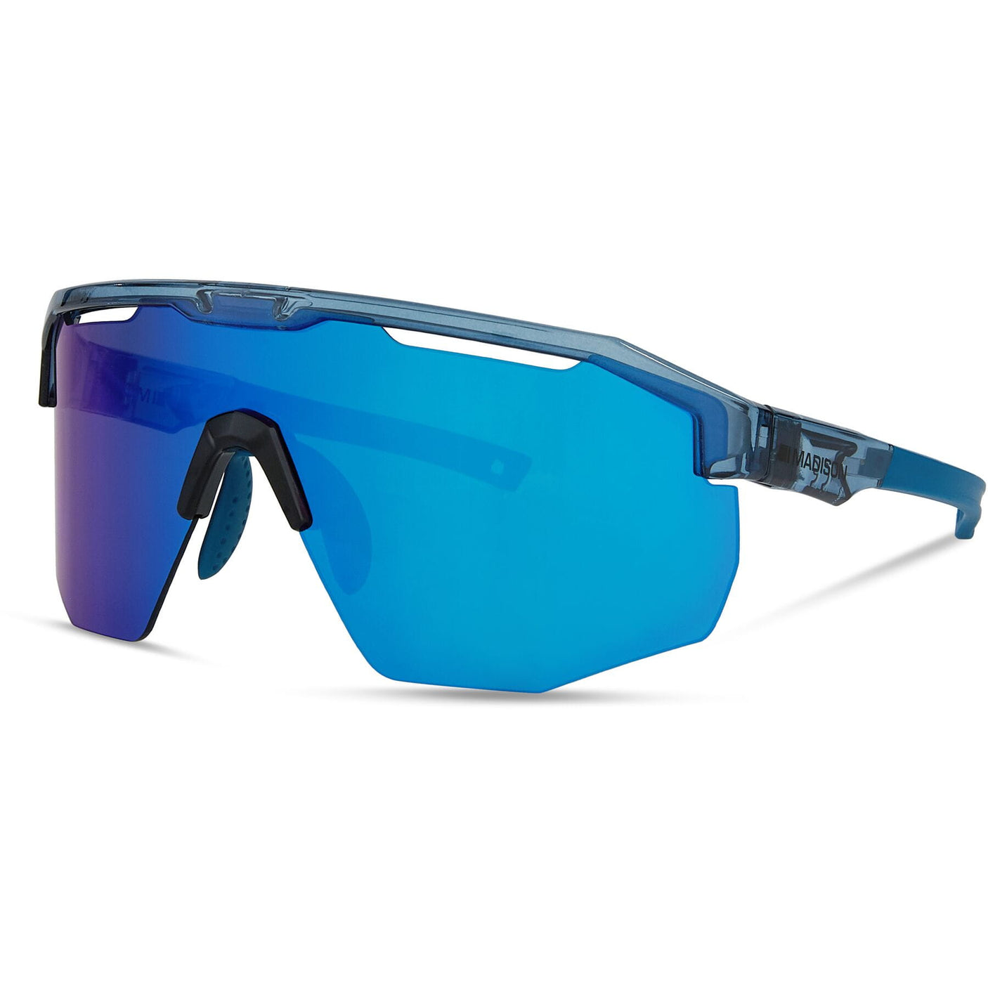MADISON Cipher Crystal Gloss Blue Sunglasses (3 Lens Pack - Blue Mirror / Amber / Clear)
